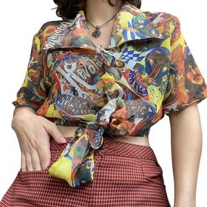 Vintage 90s psychedelic chiffon print